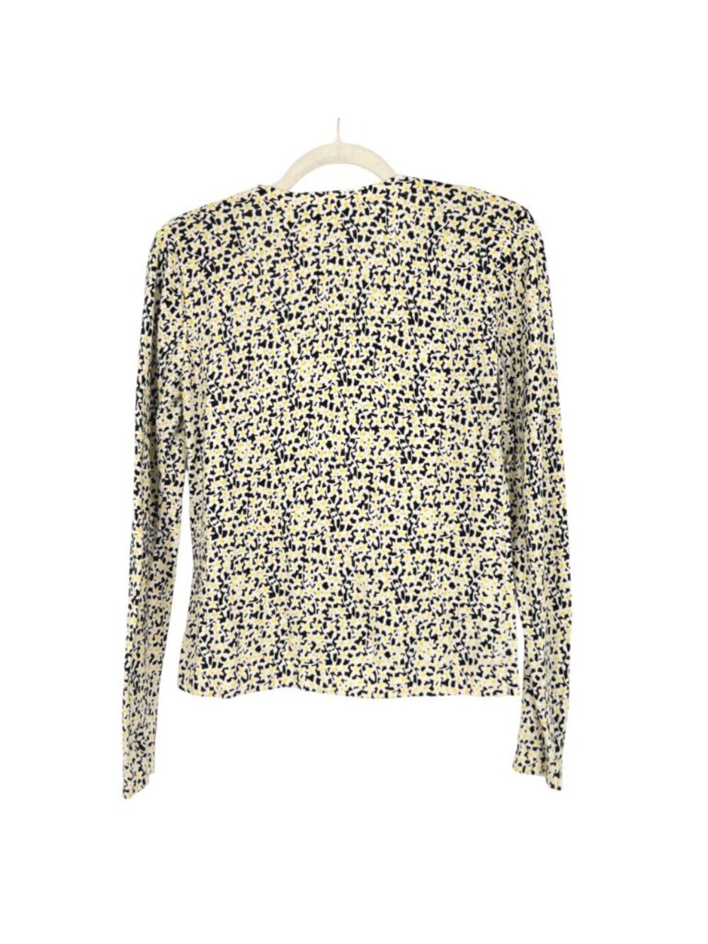Diane Von Furstenberg Floral Preppy Quirky Cardigan Sweater Black Yellow Medium - Picture 7 of 10